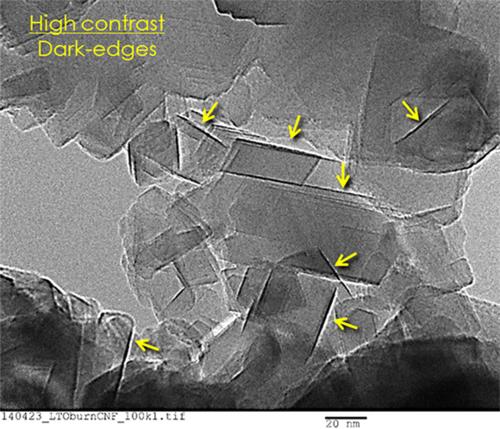 纳米结晶钛酸锂材料的tem照片